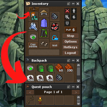 Quest Pouch button and interface preview